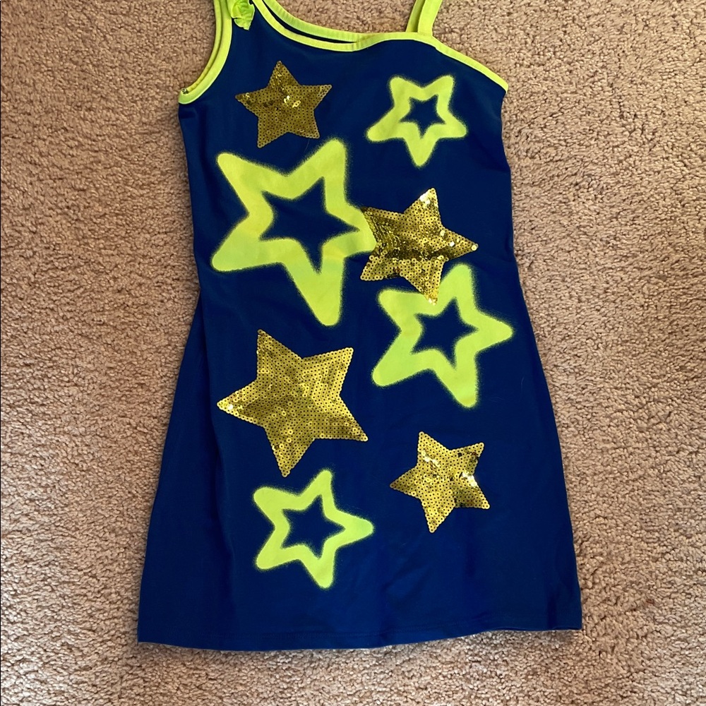 Blue Dress with Yellow Star Accents